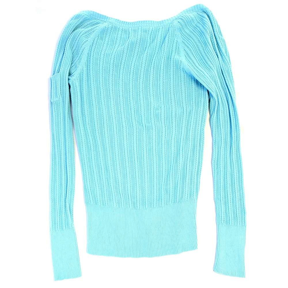 Old Navy Vintage Womens Ribbed Scoop Neck Sweater Blue Long Sleeve Size L *Fair - Picture 2 of 6